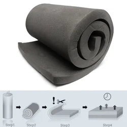 200X60X5cm High Density Seat Foam Rubber Replacement Polyurethane Upholstery Cushion Pad Black Soft Firm Foam Sheet Cushion Pads