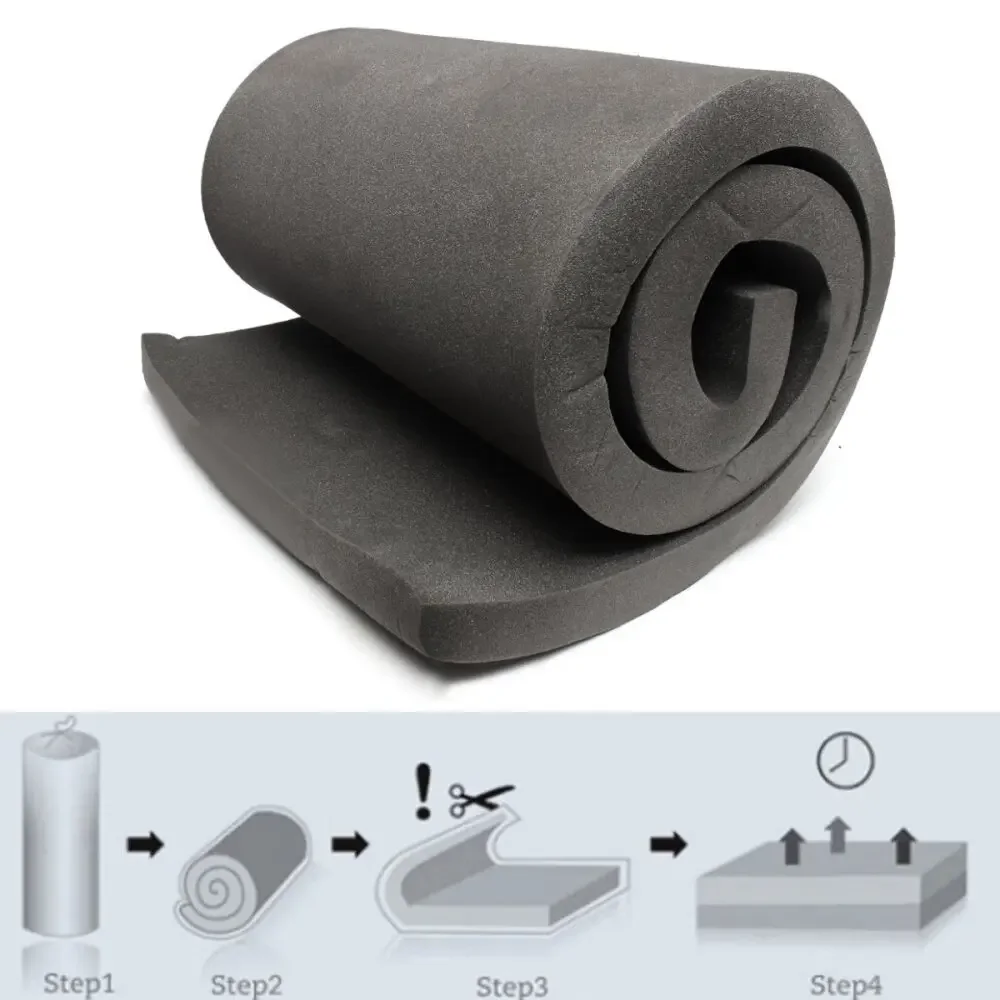 200X60X5cm High Density Seat Foam Rubber Replacement Polyurethane Upholstery Cushion Pad Black Soft Firm Foam Sheet Cushion Pads
