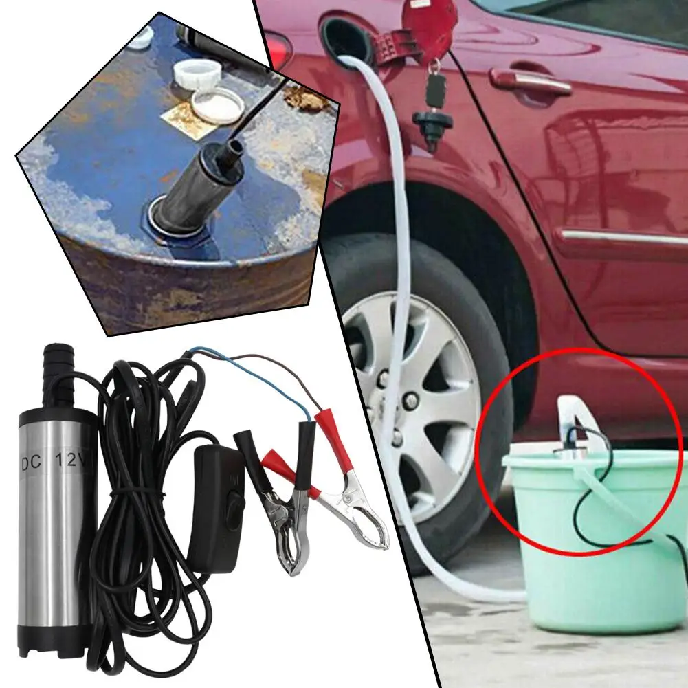 Portable 12V DC Diesel Pump, 38mm professional Submersible Oil Transfer Pump with On/Off Switch & Alligator Clips for Car, Boat - view 3
