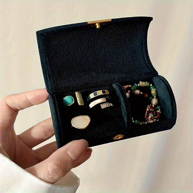 Luxury Velvet Jewelry Organizer Box for Women Compact Travel-Friendly Design,Anti-Tarnish Ring Storage,Perfect Gift for Birthday