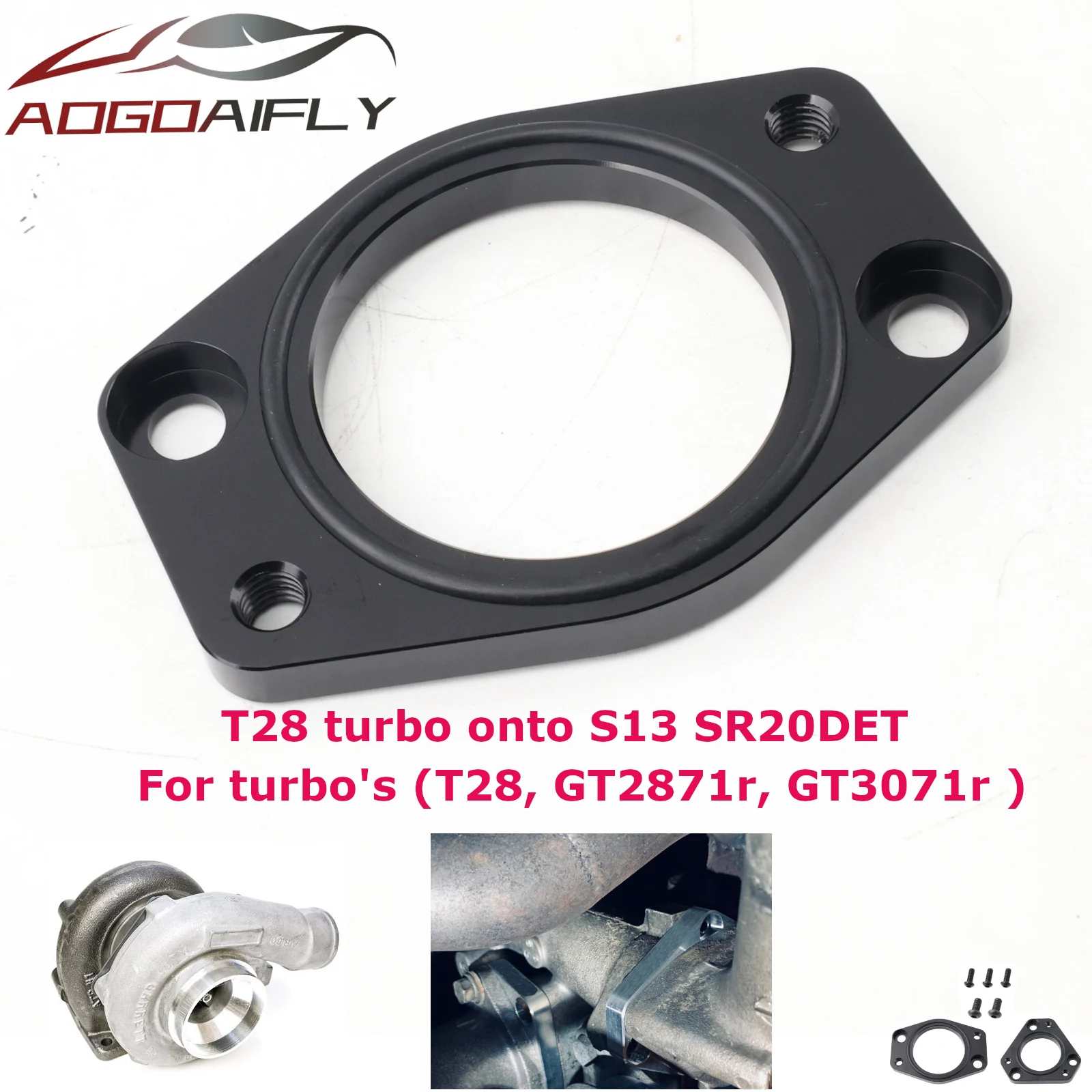GT28 GT2871r GT3071r adapter plates T28 turbo onto S13 SR20DET for Nissan 240SX HATCH /SILVIA 89-94