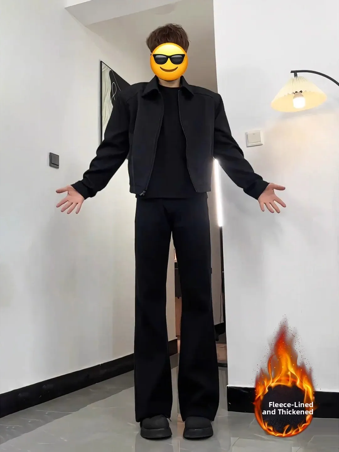 

Bla American Sle Knife Jeans Men's Autumn Winter Slimming Long Leg Lengthening Fce Lined Straight Leg Pants