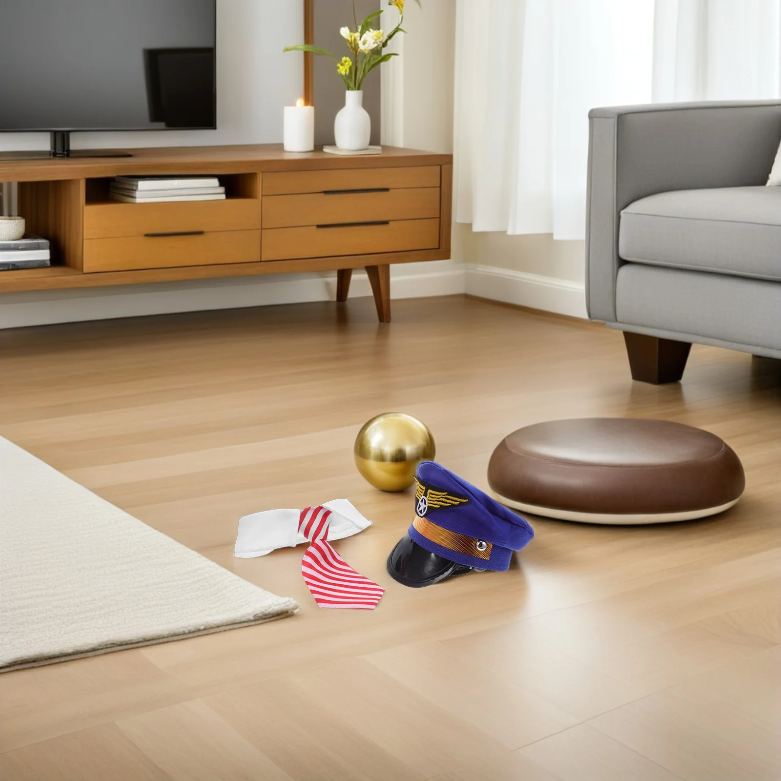 

1Set Dog Pilot Hat Necktie Embroidered Pet Airline Captain Costume Set Christmas Party Photo Prop Puppy Costume Accessories