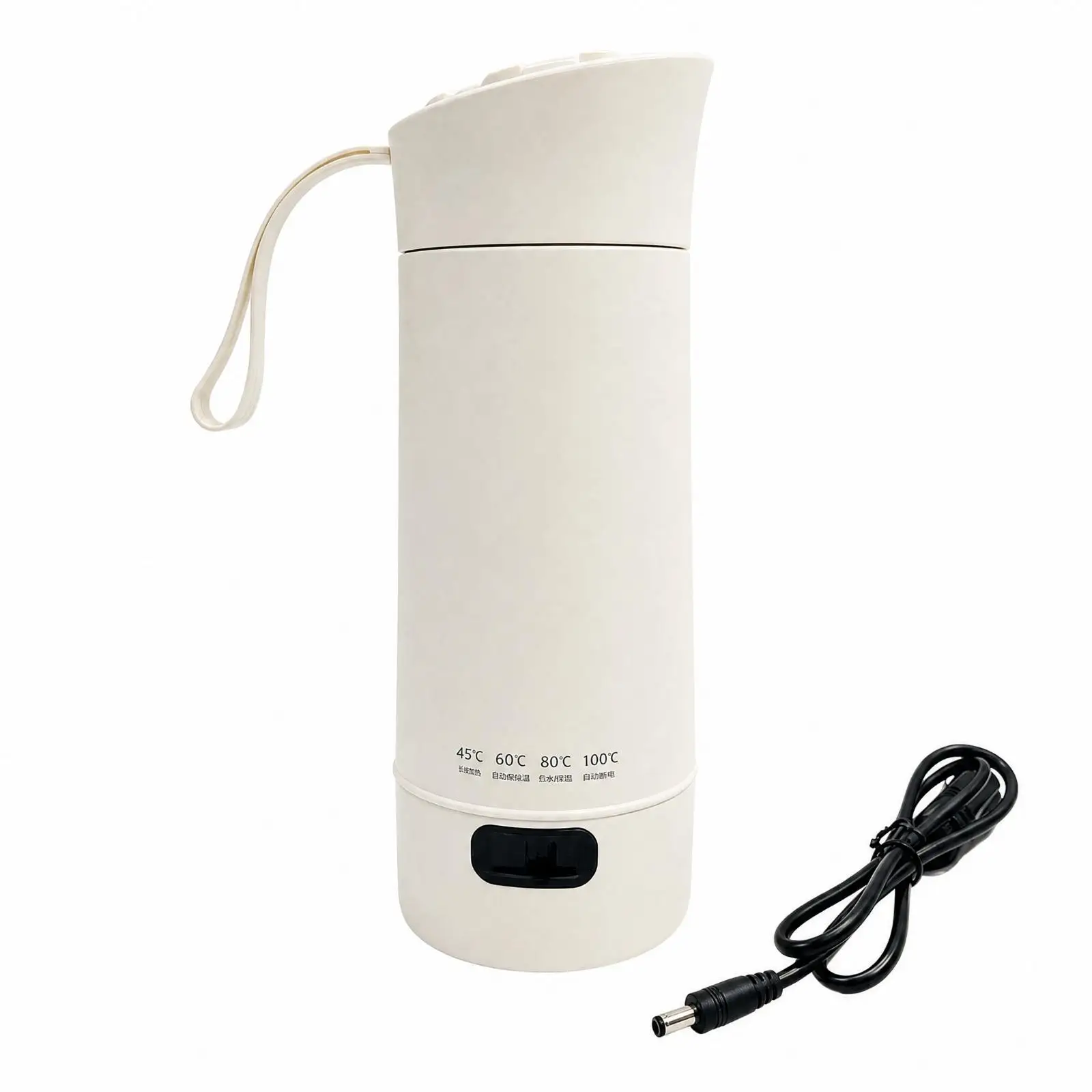 Portable Car Heating Kettle 80W Food Grade PP 12V 24V Travel Mug with Strap for Road Trip
