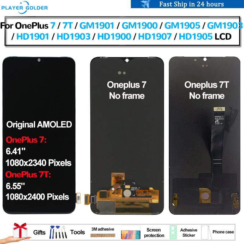 

Original AMOLED For OnePlus 7 7T GM1900 GM1903 HD1900 HD1903 Pantalla lcd Display Touch Panel Screen Digitizer Assembly Repair