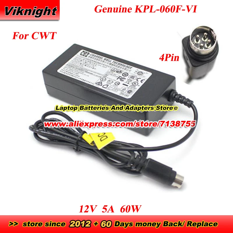 

Оригинальный адаптер CWT KPL-060F-VI 12 В 5 А 60 Вт KPL-060F для WACOM DTK-2200 WH-D5216 HIKVIISON 7808HW DS-7216HUHI-K2 Truvision TVR12