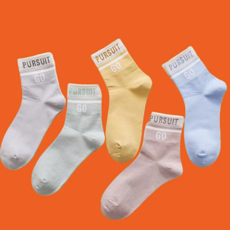 

5/15 Pairs Women Korean Version Mid-Tube Cute Japanese Socks Long Tube Women's Socks Women's Mid-Tube Spring and Summer Socks