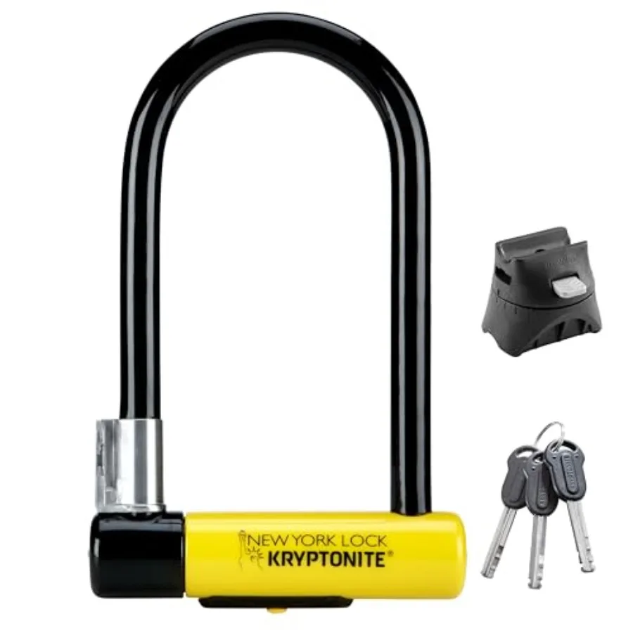 

Kryptonite New York Standard Bike U-Lock Heavy Duty Anti-Theft 16mm Shackle with Mounting Bracket and Keys Ultimate Security fo