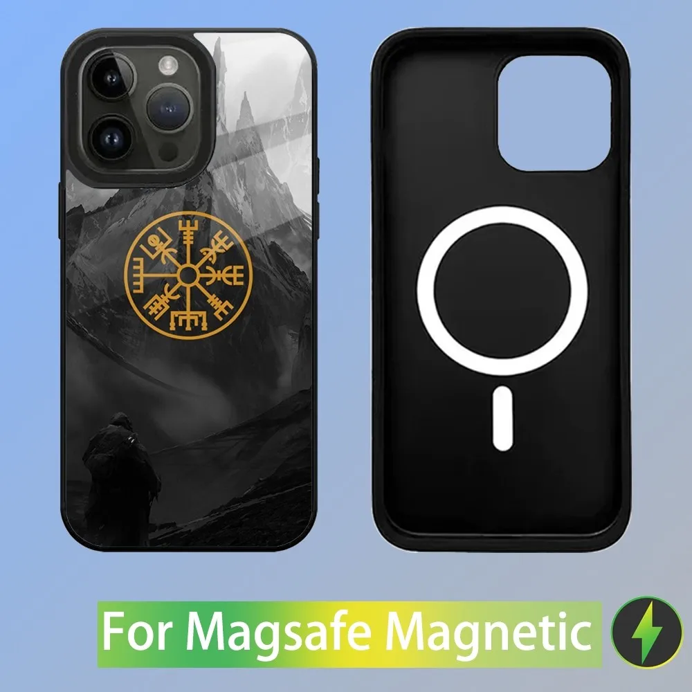 V-Viking V-Vegvisir Logo Phone Case For iPhone 16,15,14,13,12,11,Plus,Pro,Max Mini Magsafe Magnetic Wireless Charging