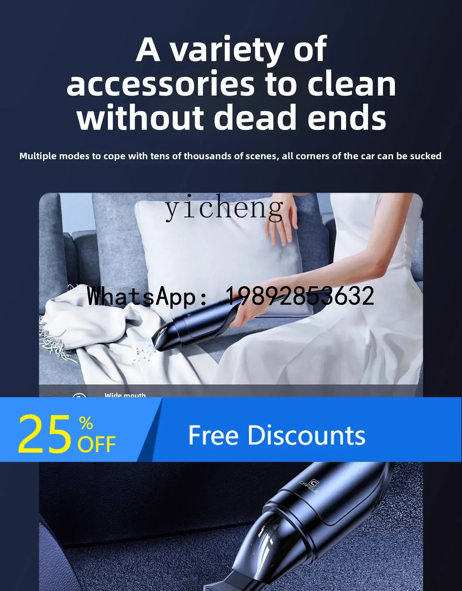 

A3 Car Vacuum Cleaner Car Large Suction Small Handheld Car Wireless Mini Super Power Machine