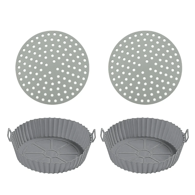 4 pçs fritadeiras ar forros silicone polegada reutilizáveis ​​fritadeiras ar cesta forros substituição transporte da