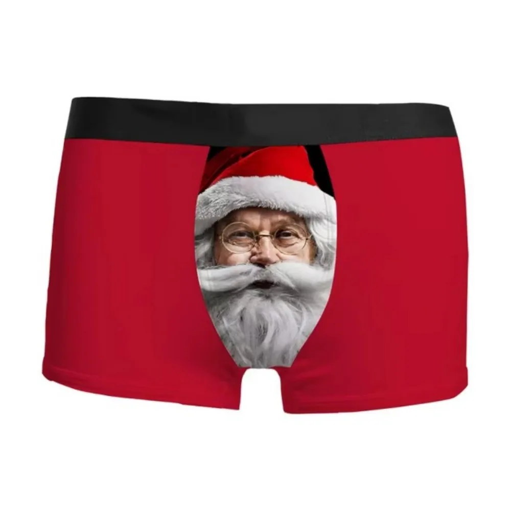 2024 Hot Christmas 3D printed men\'s underwear breathable comfortable fashion inside with mid-waist boxers