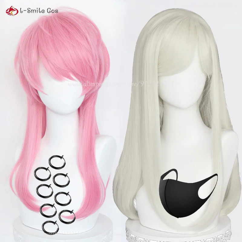 2 Arten Anime Sanzu Haruchiyo Cosplay Perücke 56cm rosa/60cm weißes Haar mit Zubehör hitze beständige synthetische Perücken Halloween