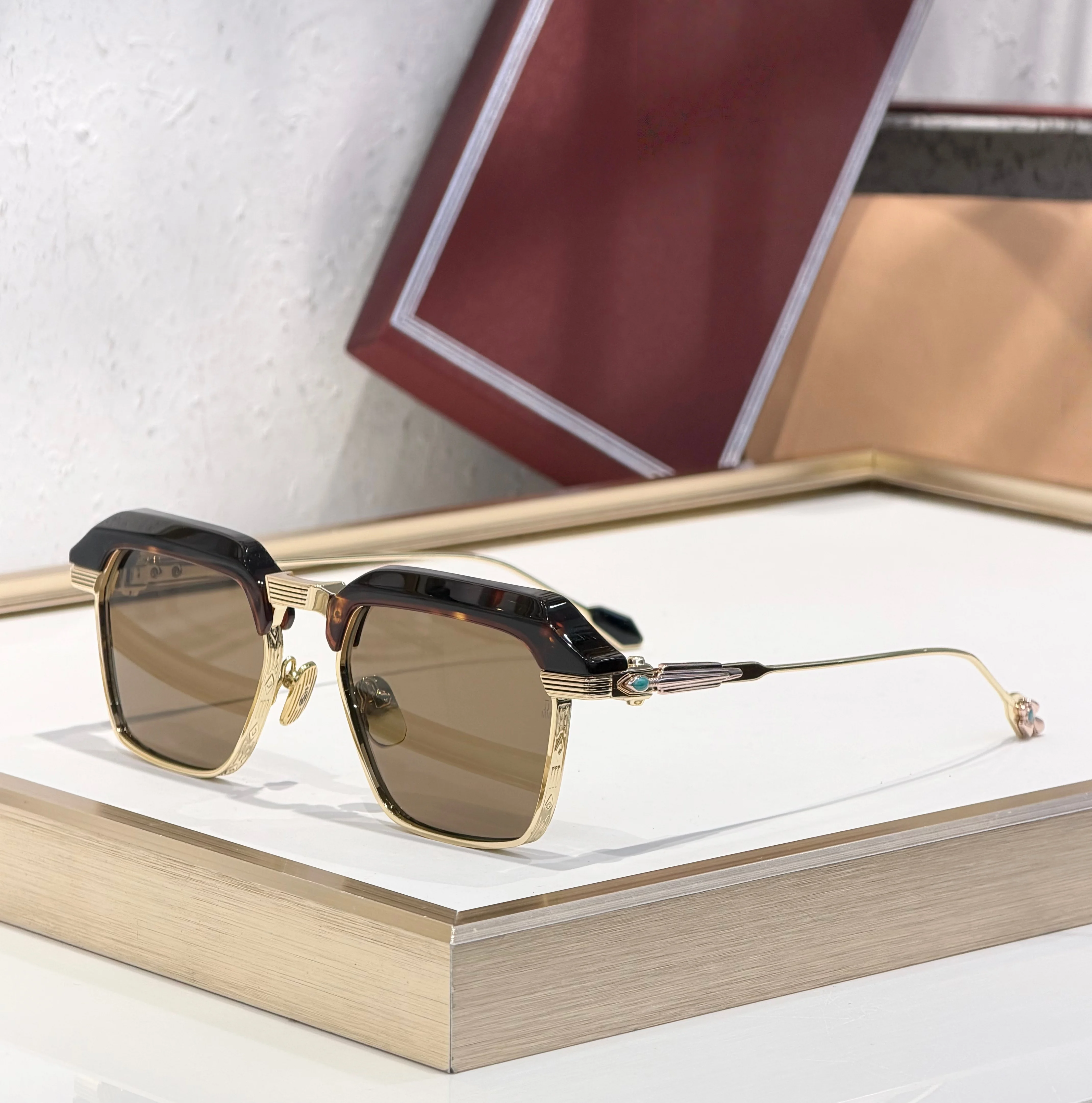 

Солнцезащитные очки KIZN JMM WORLAND из серии Luxury Gemstone: стиль «тихой роскоши», ручная работа, ретро-дизайн, защита UV400, модные очки для мужчин и женщин.