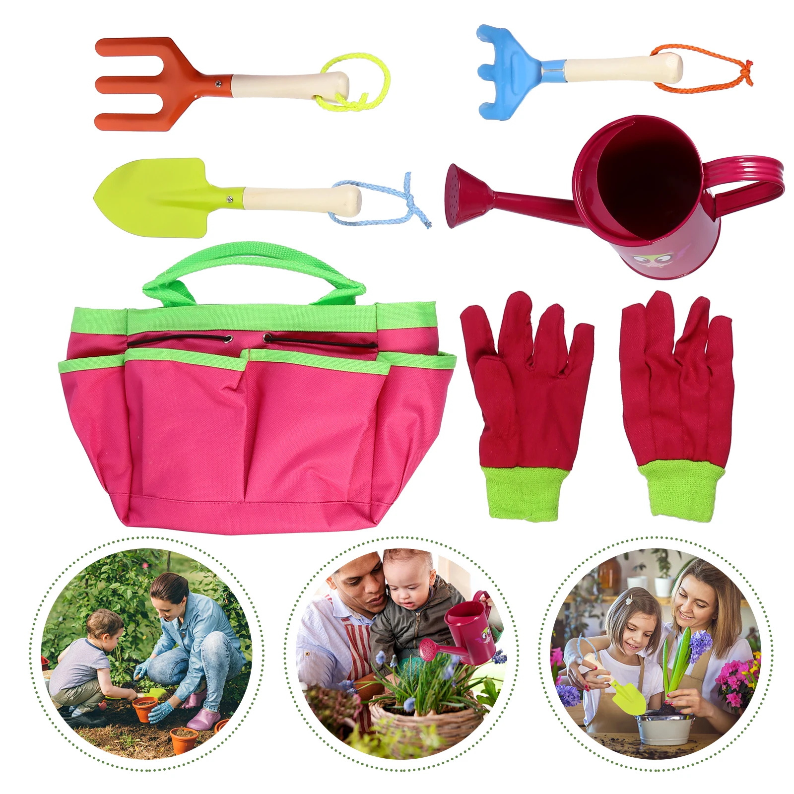 

Garden Tool Set Kids Gardening Tools Material Cartoon Patterns Planting Soil Loosening Beach Shovels Digging Kit Outdoor