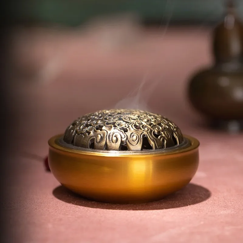 Zhu Bingren Copper Cloud‑Ascending Incense Burner Set Xuande‑Style Censer Home Study Tea Room Art Craft Gift