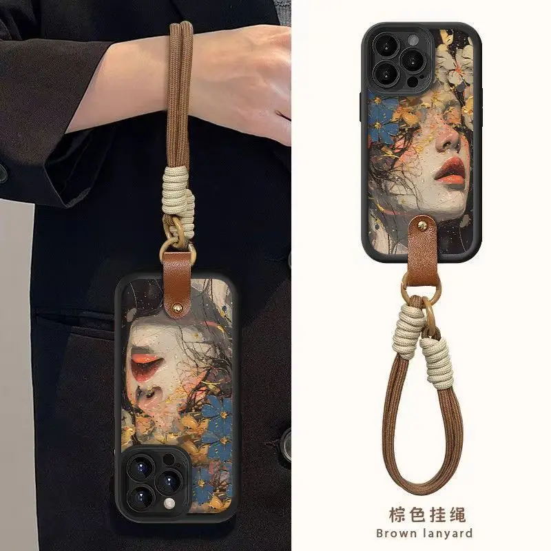 High looking girl Hand Strap Phone Case For Huawei Nova Y70 Y61 7SE 6SE 10SE 11SE P60 P40 P30 Mate 50 30 40 Pro Cover