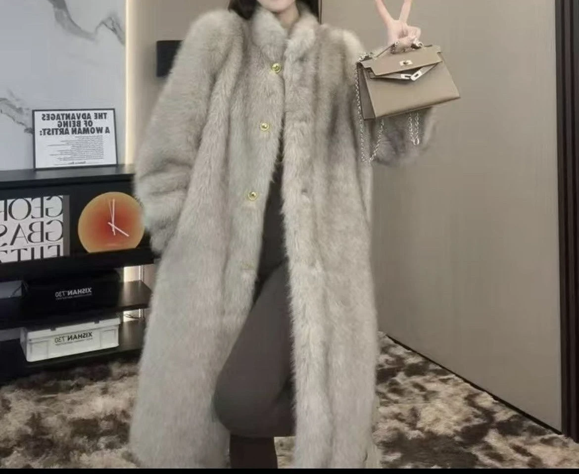 

2025 New Mid To Long Style Winter Designer Fur Fashion Fur Coat with Thick Coat
