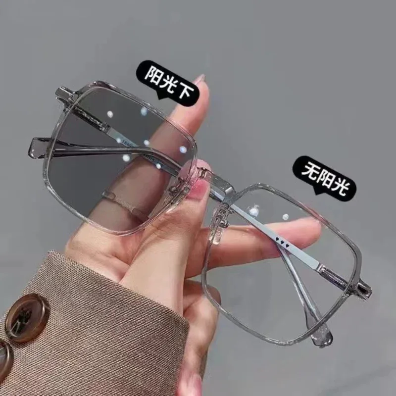 نظارات عصرية جديدة مضادة للإشعاع للضوء، نظارات متغيرة الألوان بإطار معدني، نظارات قراءة مضادة للأشعة فوق البنفسجية