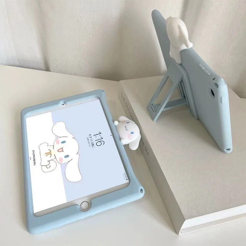 

Cute Cinnamoroll Silicone Case for IPad 11th 10th 9/8/7th 10.2in Air1/2 5th 6th 9.7 Mini6 Air7 11in Shockproof Cover with Stand