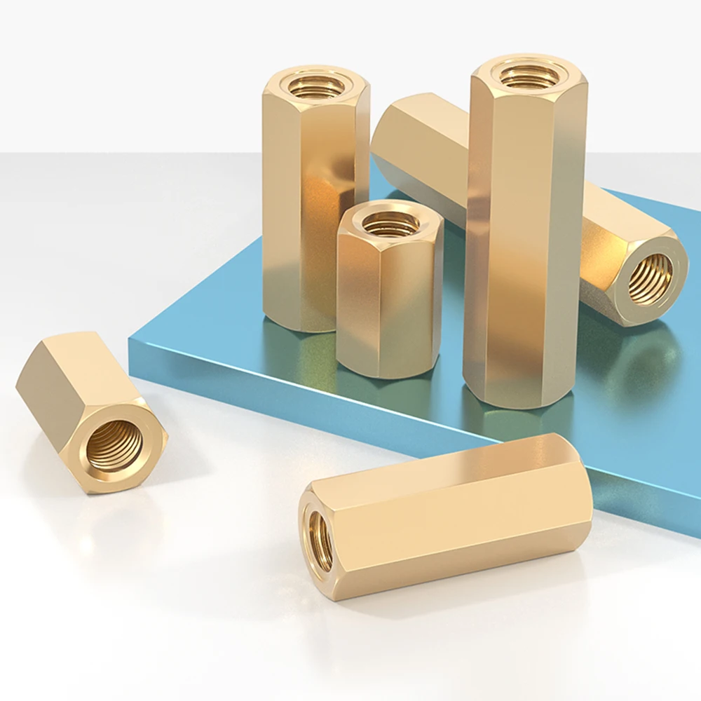 5 Pcs -20 Pcs Brass Internally Threaded Hexagonal Nut Column Double-Pass Hex Copper Column M2.5-M3 Length 4/10/20/25/30/50/60mm