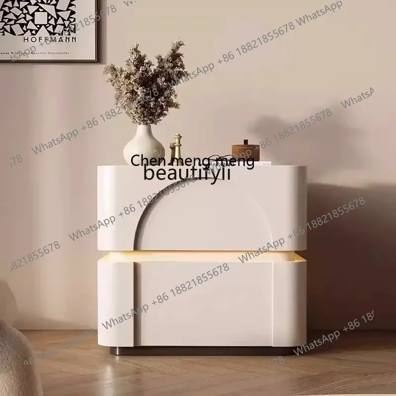 

xz1X1Modern light luxury smart bedside table Bedroom bedside storage cabinet Painted Italian minimalist