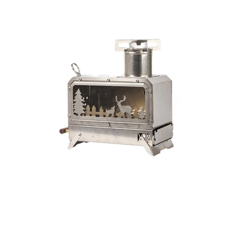Outdoor travel camping, wood stove tent, heating stove lighting picnic stainless steel