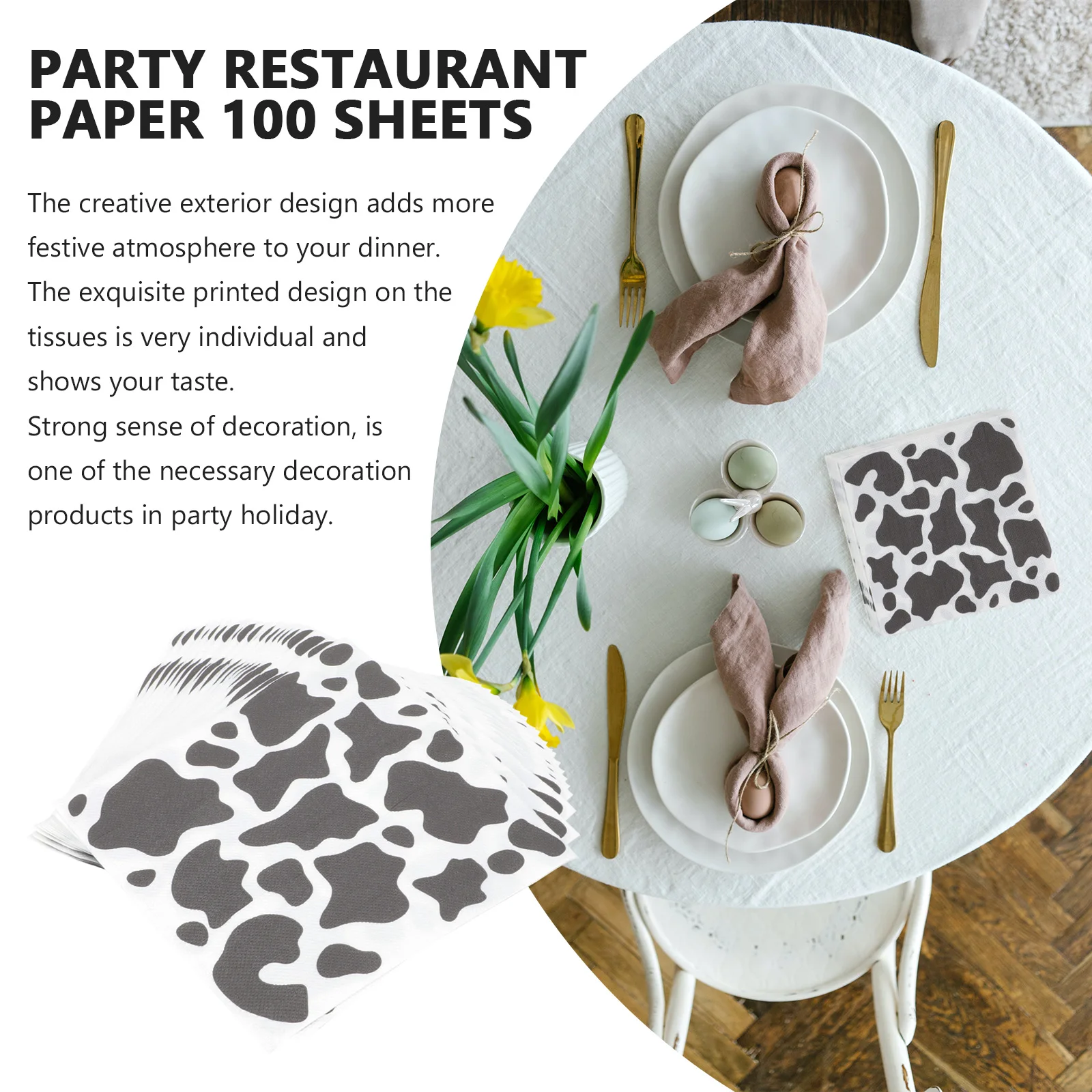 

100 Sheets Color Pattern Napkins Creative Party Use Decorative Holiday Paper Napkins Disposable Kitchen Restaurant
