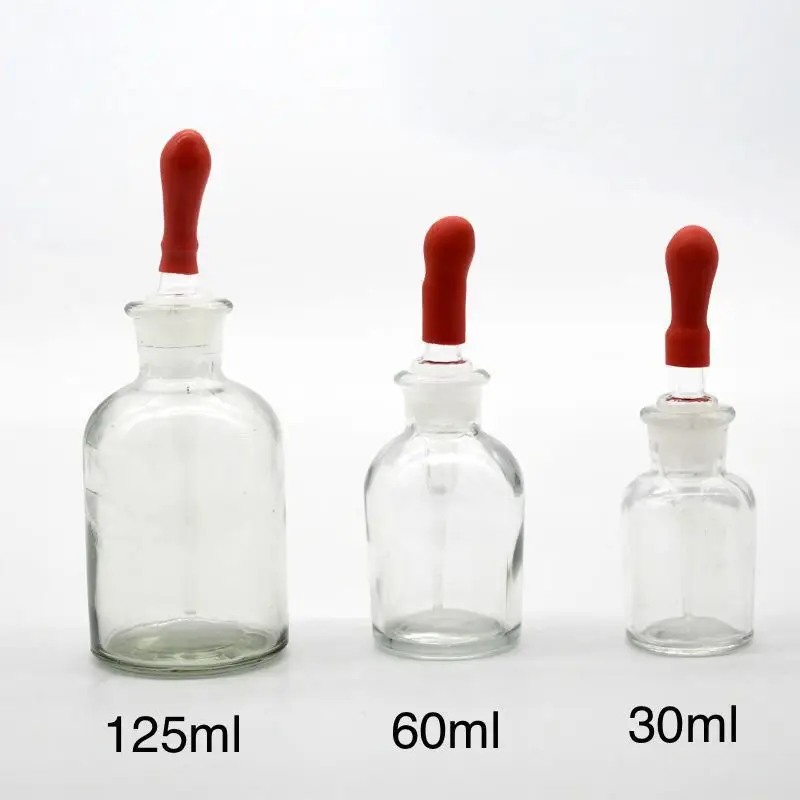 White/30ml/60ml/125ml glass dropper, equipment for school, hospital, laboratory/biochemistry