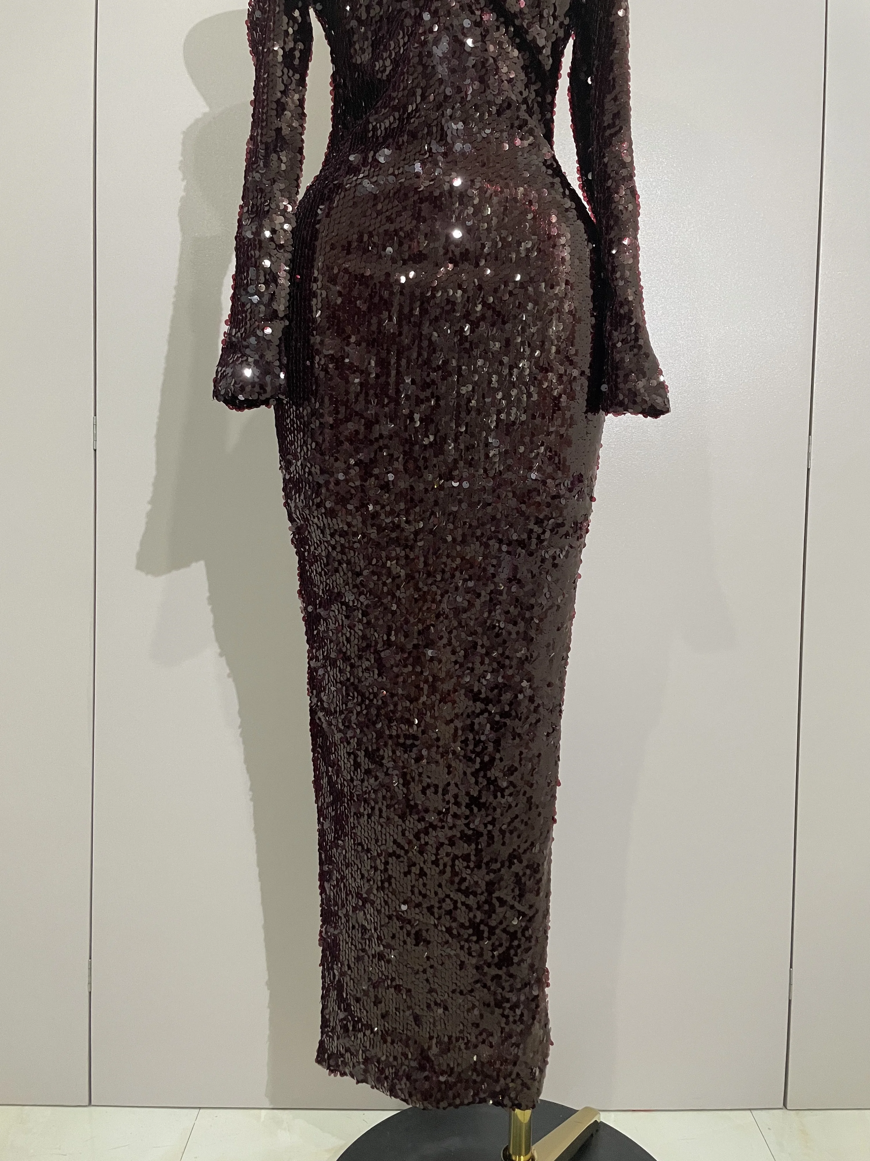 2025 neue Luxus Pailletten Promi Sexy Off Schulter Lange, Figurbetontes Kleid Frauen Elegante Abend Club Party Mode Geburtstag Kleider