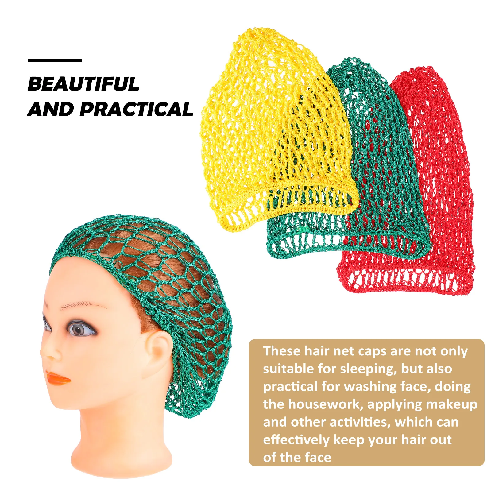 

3 Pcs Hair Hat Nets for Women Plopping Cap Lace Female Hats Sleep Breathable Miss