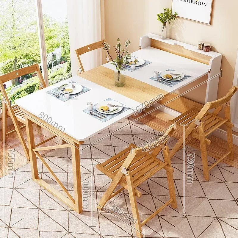 Guyi Small Apartment Collapsible Dining-Table Chair Simple Modern Multi-Functional Retractable Household Square Dining Table