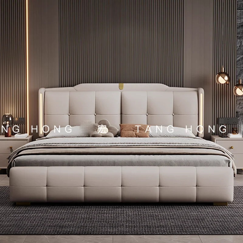 Bedroom Double Massage Bed Storage Luxury Modern Multifunctional Bed Wooden Princess Sleeping Camas De Casal Hotel Furniture