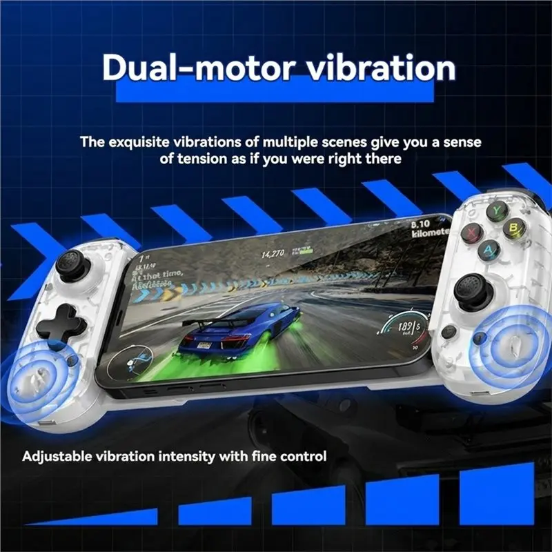 B92B D6 Mini Gamepad Stretching Gaming Control for Android Cell Phone PC Tablet Hall Effect Joystick Foldable Type-C Port