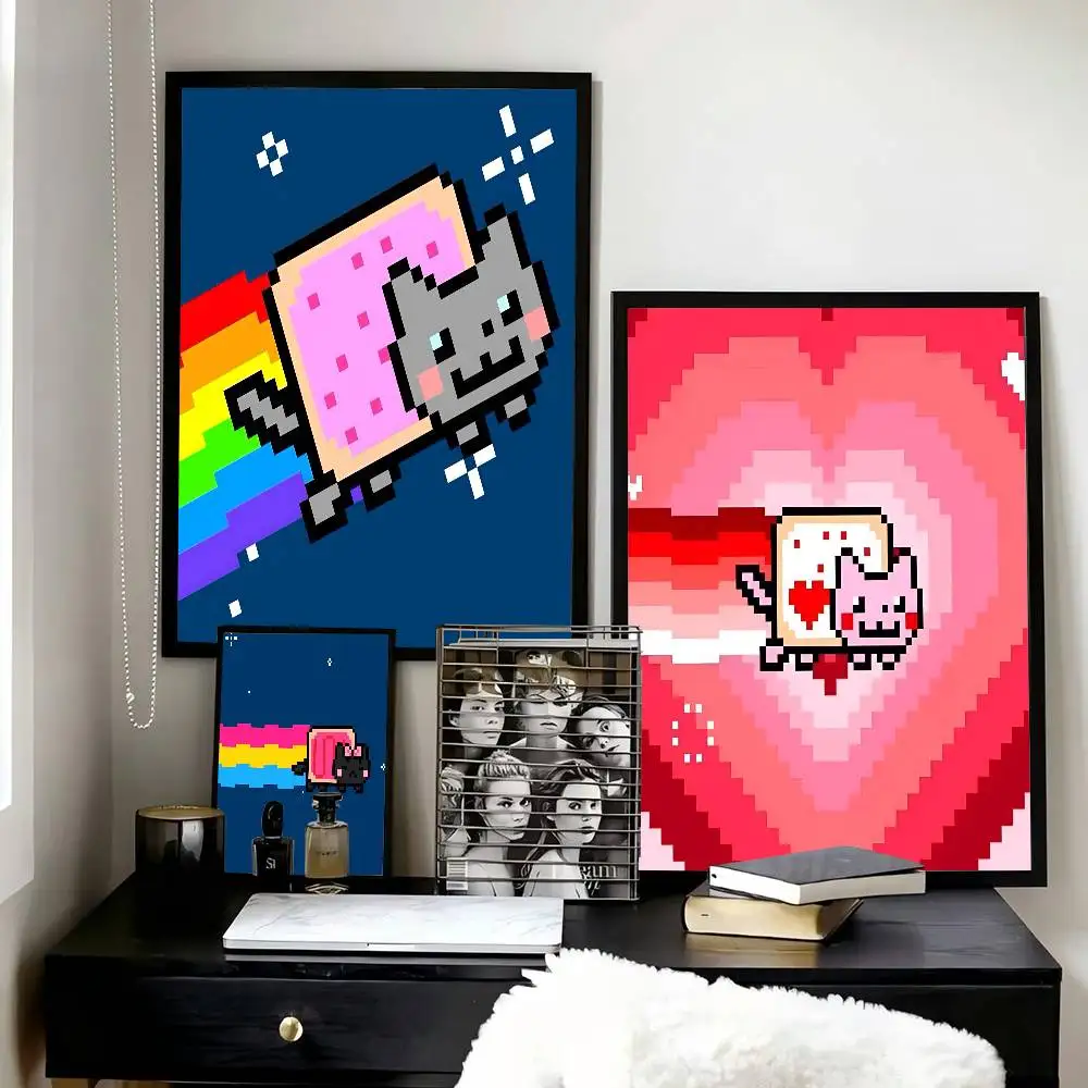 Cartoon Game N-nyan Cat  Posters High Quality Self-adhesive Wall Art Decorations Color Prints Sticky