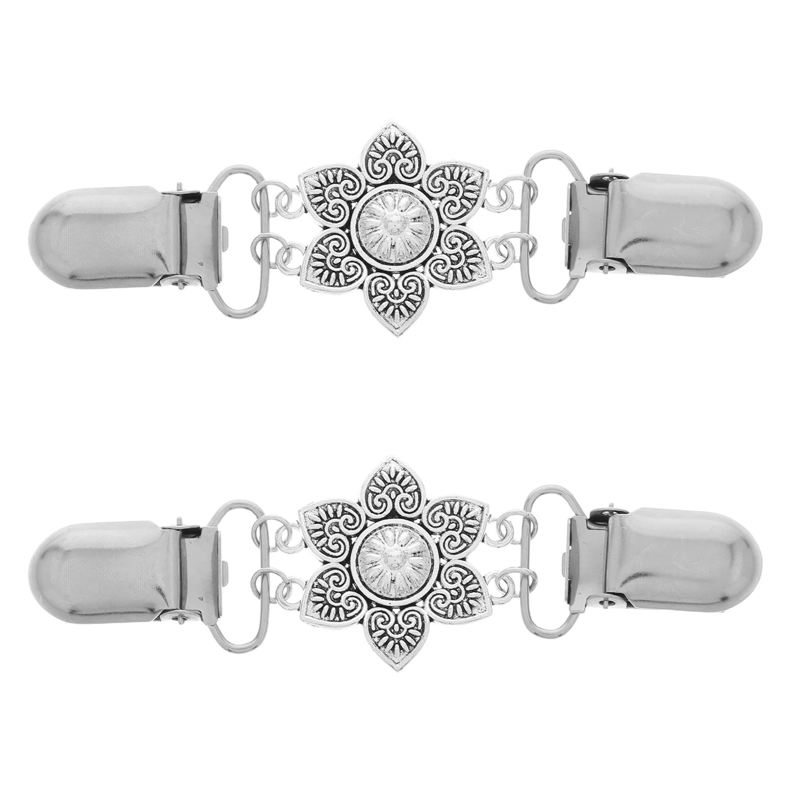

2Pcs Retro Flower Sweater Shawl Clips Women's Collar Accessories Durable Zinc Alloy Shirt Cincher Clip for Cardigans