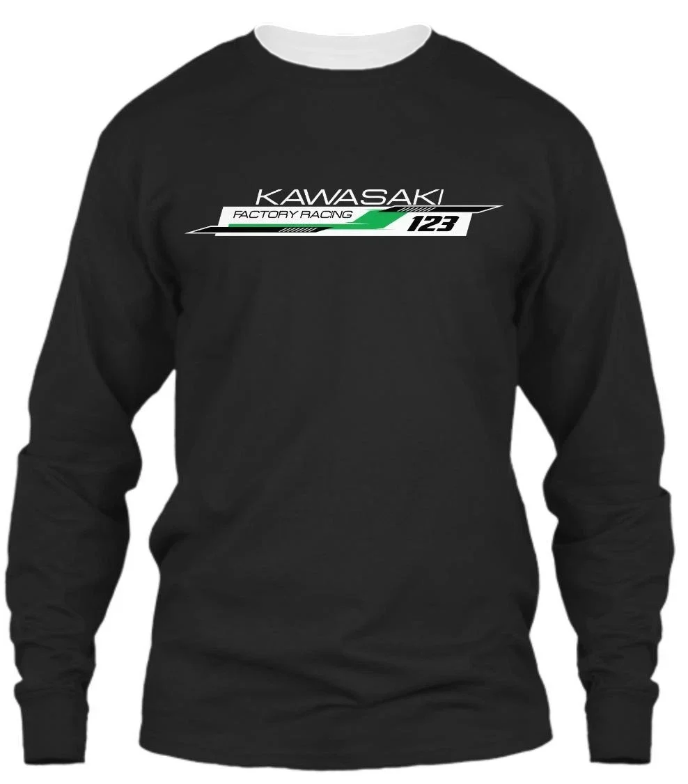

Kawasaki мотоциклетная гоночная команда для мужчин и женщин футболка с круглым вырезом с длинным рукавом уличный стиль мото фанаты винтажные быстросохнущие топы для мотокросса