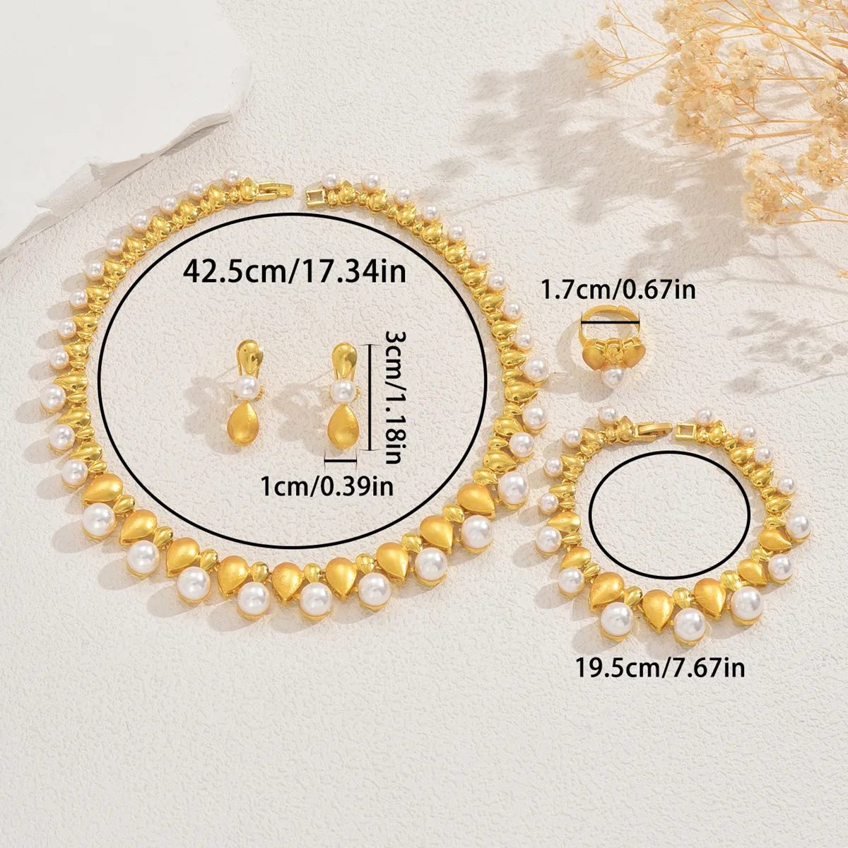 جديد هندسية اللؤلؤ قلادة أقراط تنوعا المرأة حلقة مفتوحة