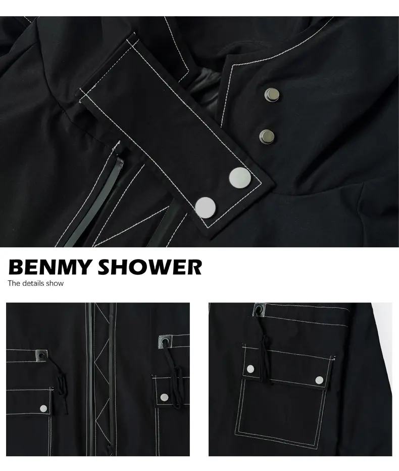 Męska kurtka wiatrówka, długi płaszcz typu trencz, modna męska odzież, ciepła, wiatroodporna, jesienno-zimowa odzież outdoorowa, płaszcz uliczny, utrzymuje ciepło.