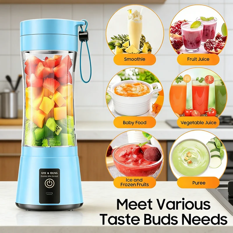 380ml Haushalts-Saftmixer Mini Elektrischer Entsafter USB Aufladbar Smoothie-Mixer für Outdoor-Picknick Tragbarer Entsafter