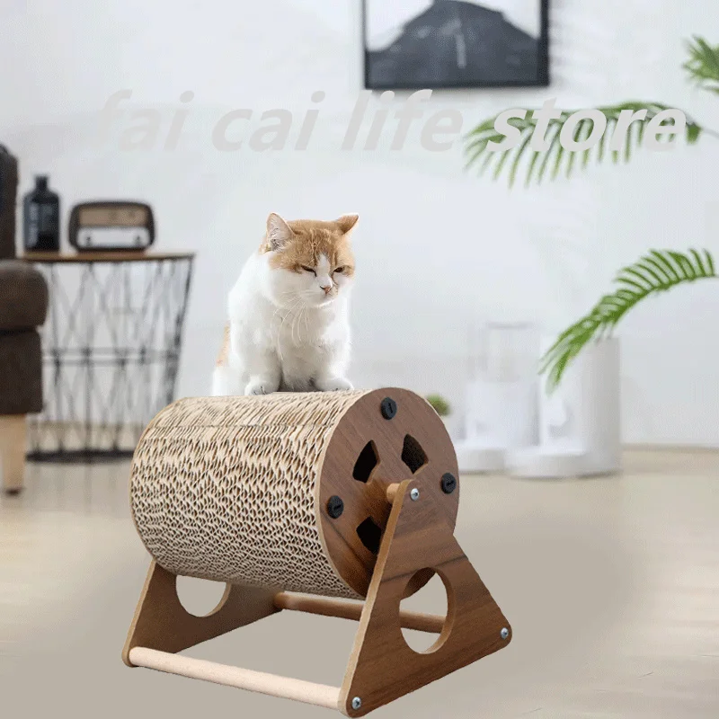 

Wooden Cardboard Corrugated Cat Scratcher Board Hanging Ferris Wheel Scratching Cats Toys Training Grinding Claw Durable