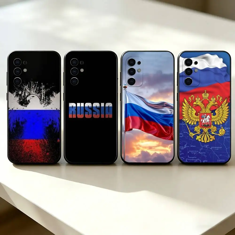 R-Russian F-Flag Phone Case Black Silicone Soft For Samsung S25,S24,S21,S22,S23,S30,Ultra,S20,Plus,Fe,Lite
