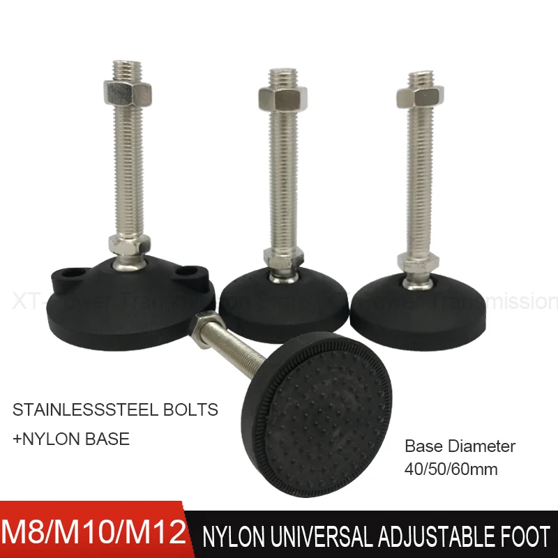 1-4Pcs M8 M10 M12Universal Joint Adjustable Furniture Leveling Feet Swivel Base Lathe Leg Pad Table Chair Adjust Leveler Foot