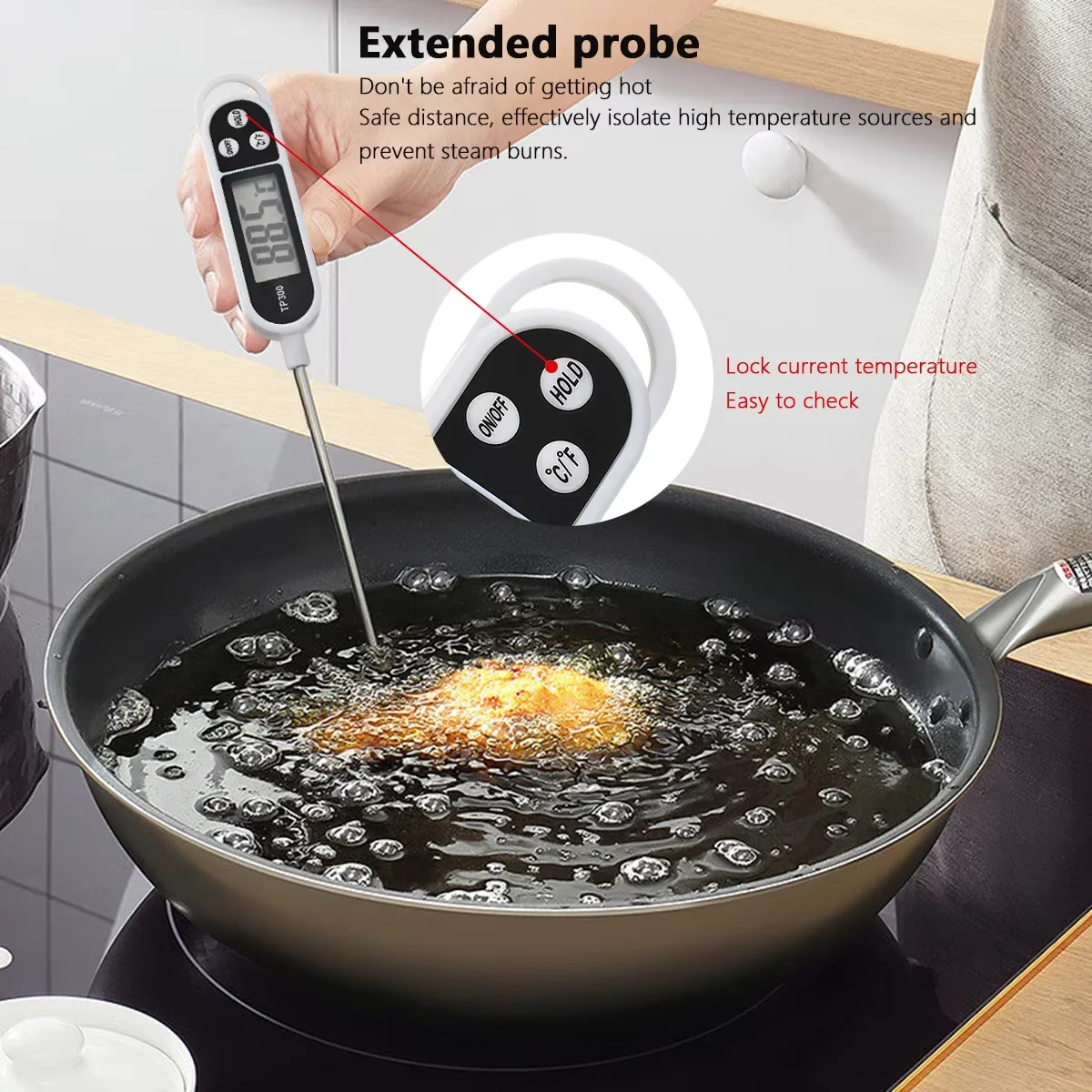 Termômetro digital com sonda digital para carne/leite, termômetro de temperatura para alimentos, cozinha, culinária, churrasco, para cozinha, 1 peça