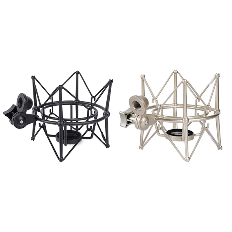 

A52TMicrophone Shock Mount Adjustable Mount Recording Mic Stand Metal Bracket Pod Microphone Stand (Champagne Gold)