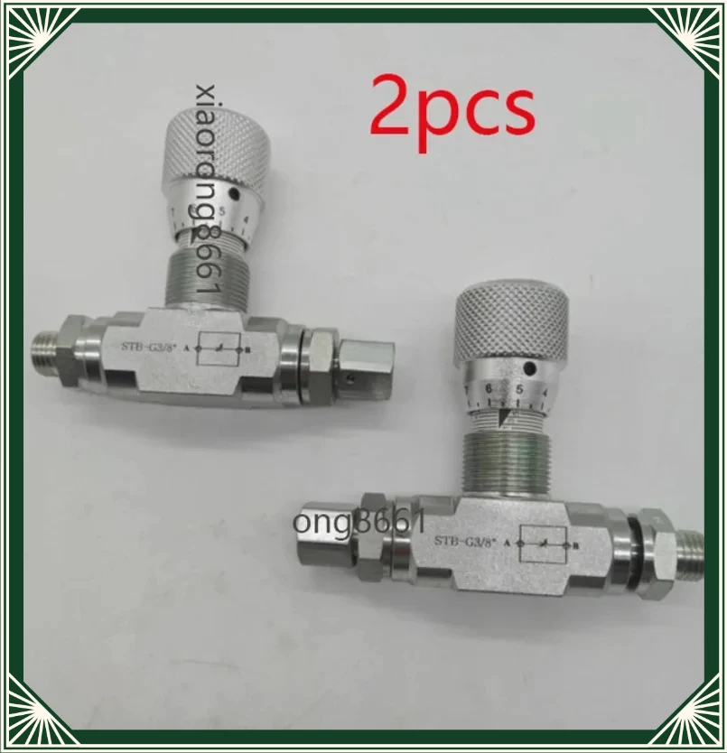 2Pcs Flow Control Bidirectional Hydraulic Restrictor Valve STB-G3/8 +L08 Connector