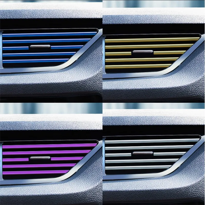 10Pcs Car Air Conditioner Outlet U Shape Moulding Trim Decor Strips 20cm Car Door Edge Corner Protector Car Styling