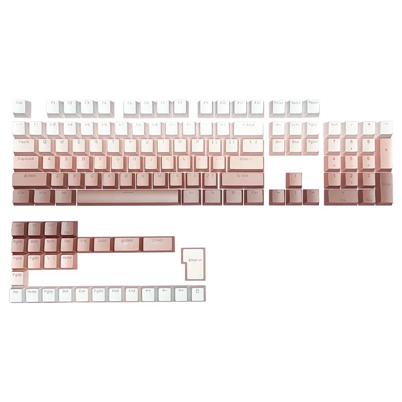 Personalized Blush Gradient Translucent Keycaps PBT Material OEM Profile Doubleshot Process For 61/64/68/104 Mechanical Keyboard