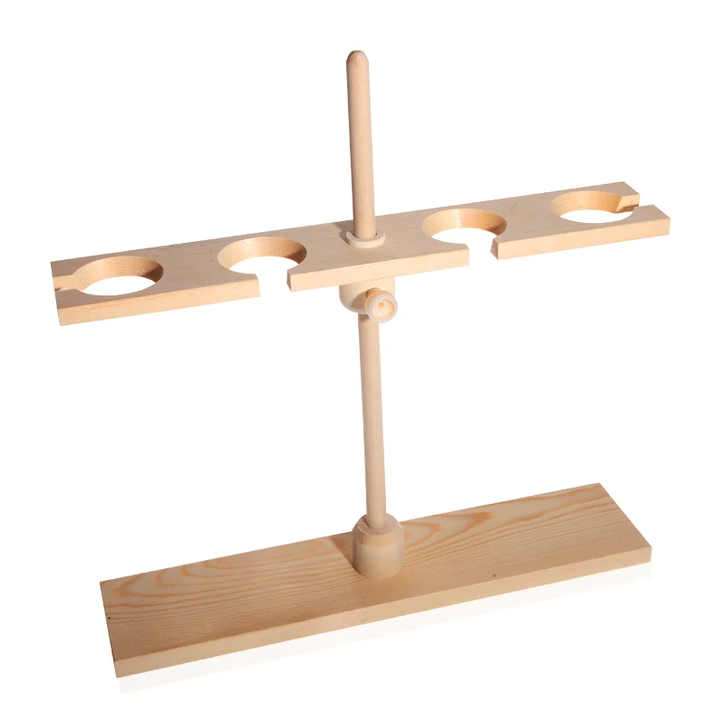 1pcs 2holes or 4holes Wooden Separatory funnel stand Lab opening - shaped wooden spherical pear - shaped parting funnel frame