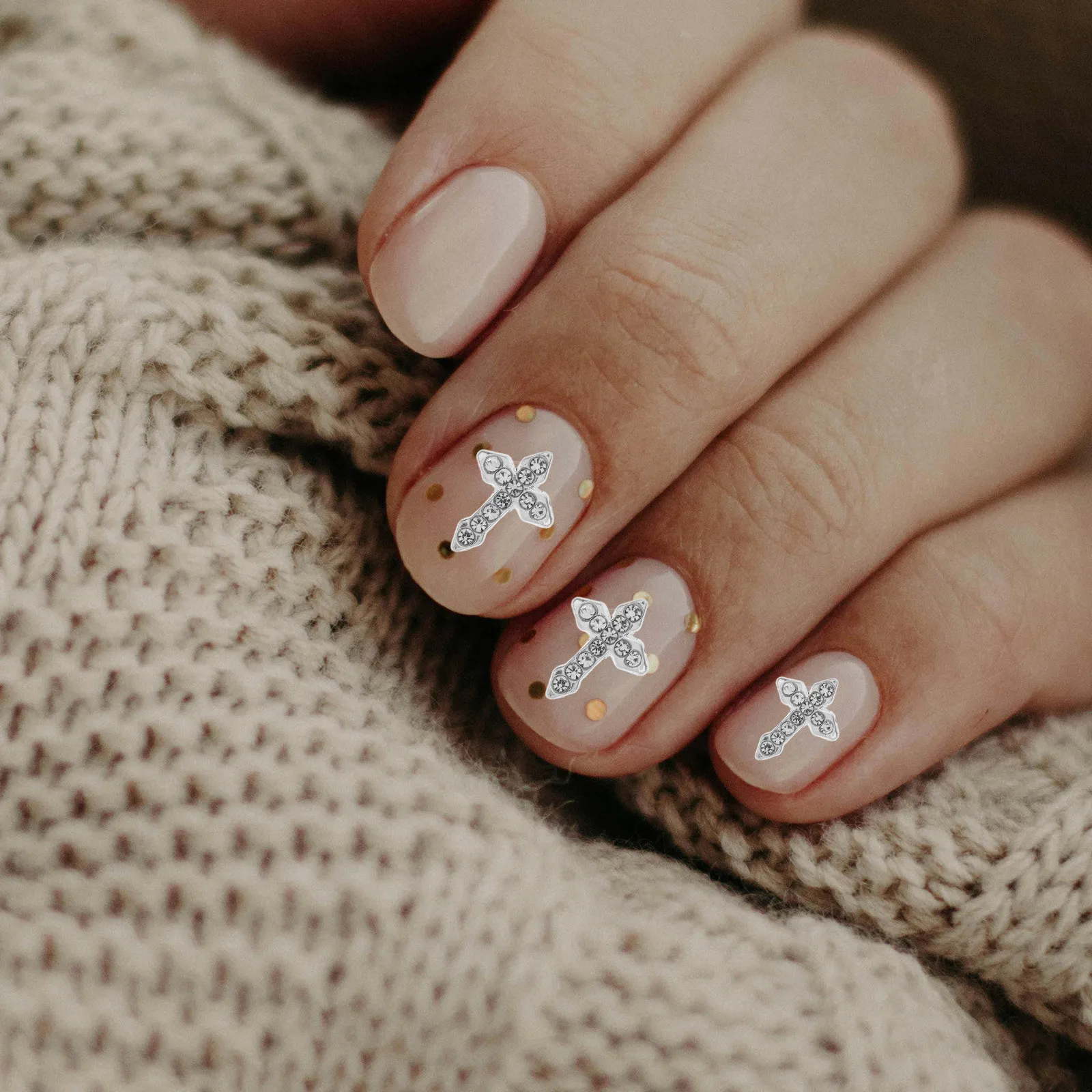 10 pçs cruz encantos de metal 3d suprimentos da arte do prego gótico encantos para unhas acrílicas strass charme ornamento decorações